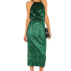 House of Harlow x Revolve Green metallic midi dress